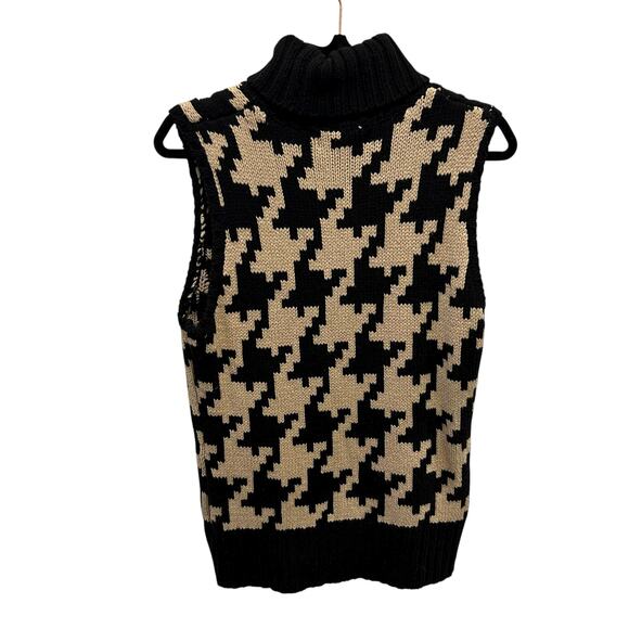 Vintage Jones New York Black Tan Houndstooth Turtleneck Sweater Womens Medium - Picture 5 of 5